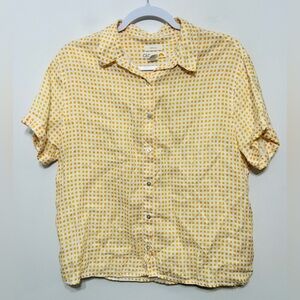 C & C California Linen Gingham Check Plaid Button Up Shirt